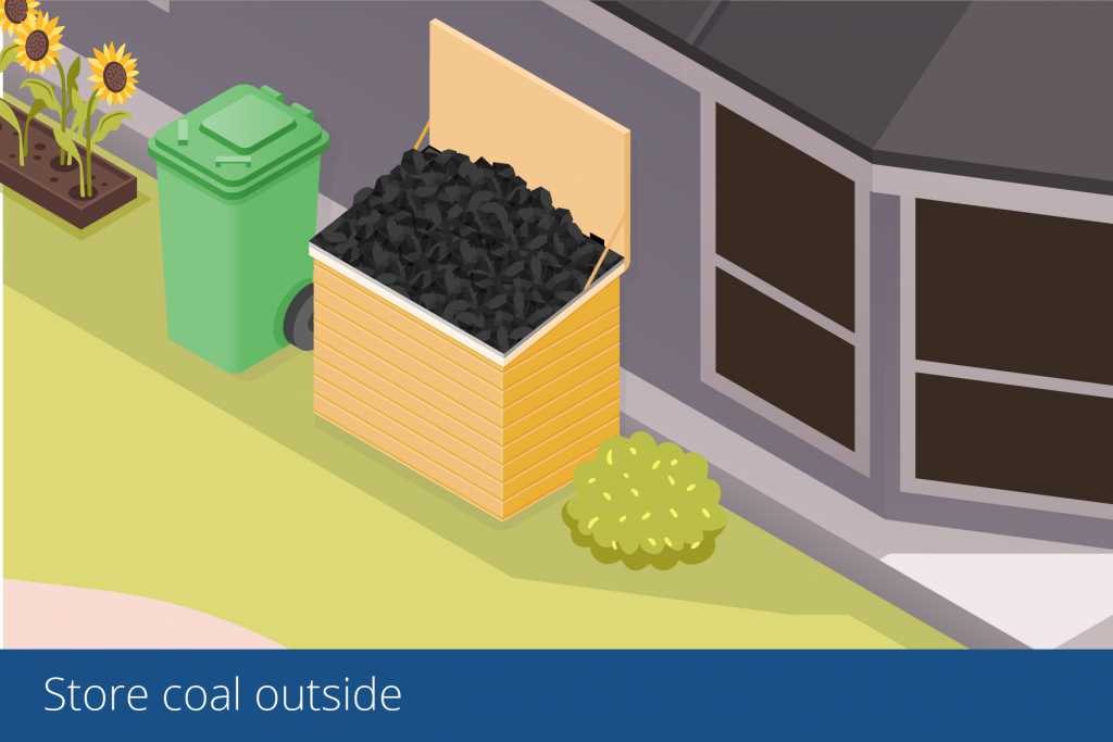illustration of coal being stored outside